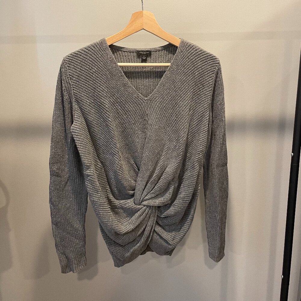 Ann Taylor Factory Dark Grey Twist Knit Sweater